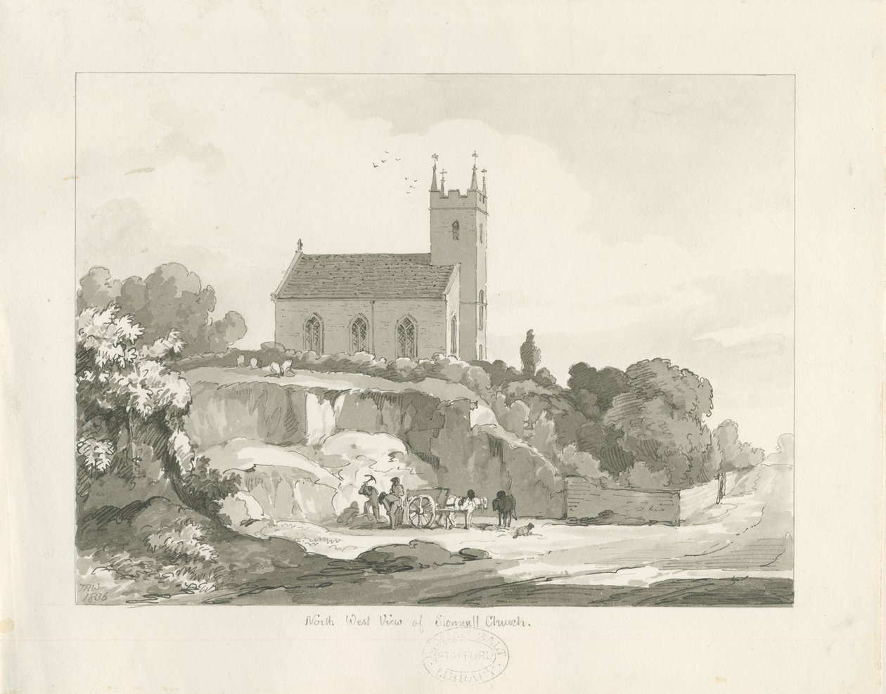 Stonnall-templom: toll- és mosdórajz alkotó: Thomas Peploe Wood