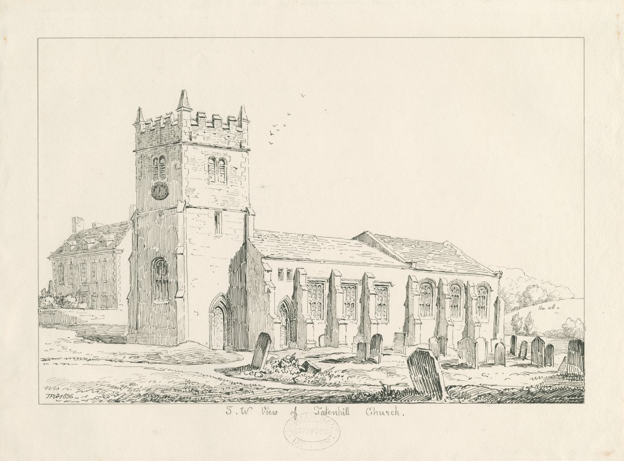 Tatenhill templom: toll- és tusrajz alkotó: Thomas Peploe Wood
