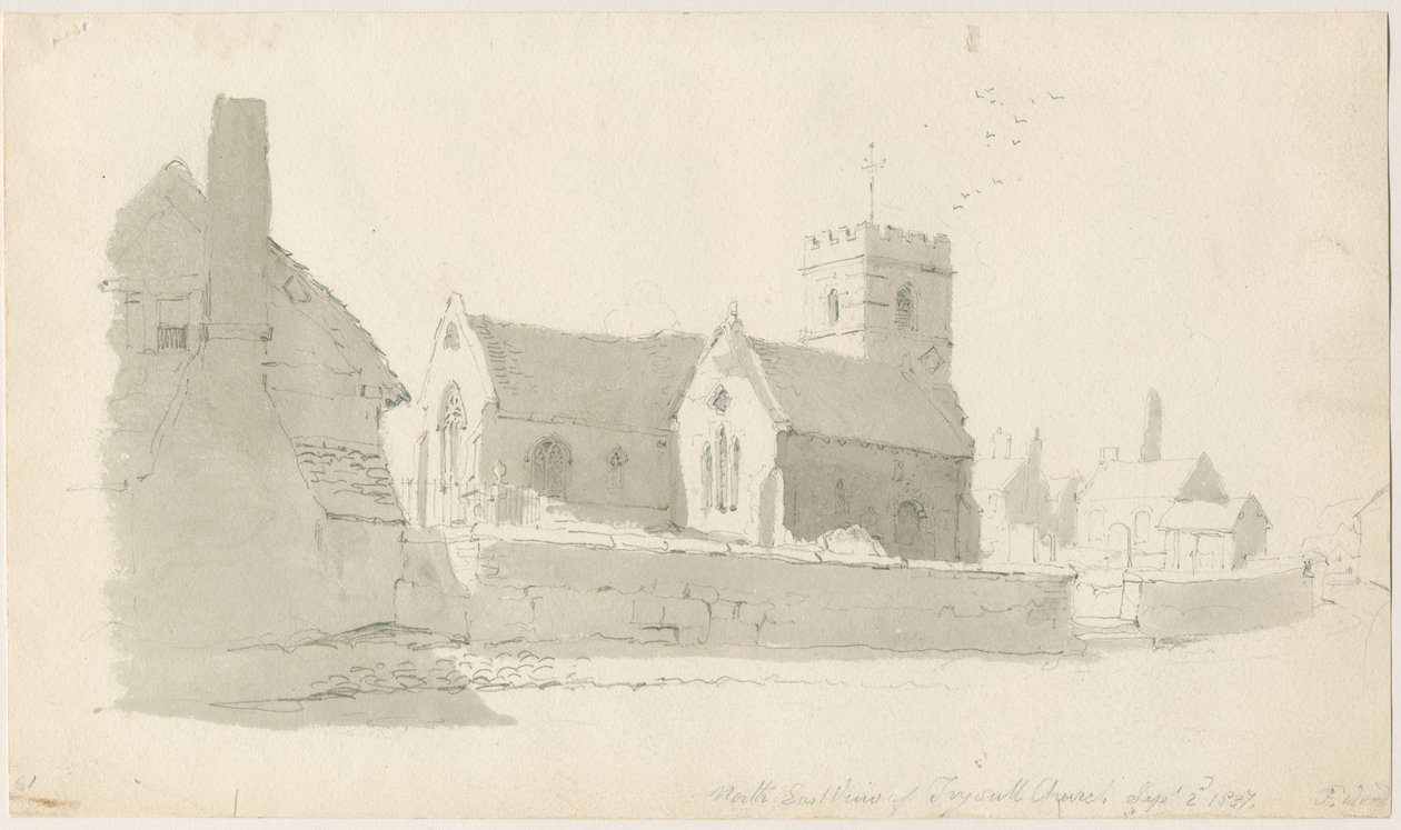 Trysull templom: ceruzarajz, 1837. szeptember 2. (rajz) alkotó: Thomas Peploe Wood