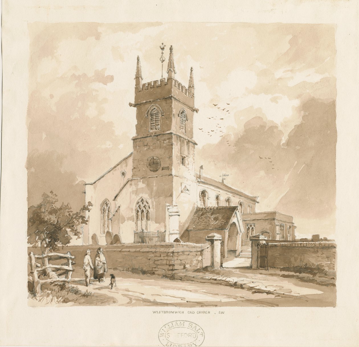 West Bromwich Church ["Régi"]: ceruza- és mosórajz, nd [1841, vö. XII.16b és WSL, D1986/3] alkotó: Thomas Peploe Wood