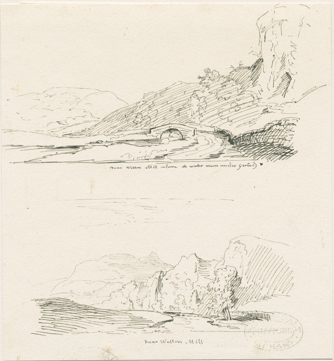 Wetton Mill: toll- és tusrajz, nd [1817-1845] alkotó: Thomas Peploe Wood