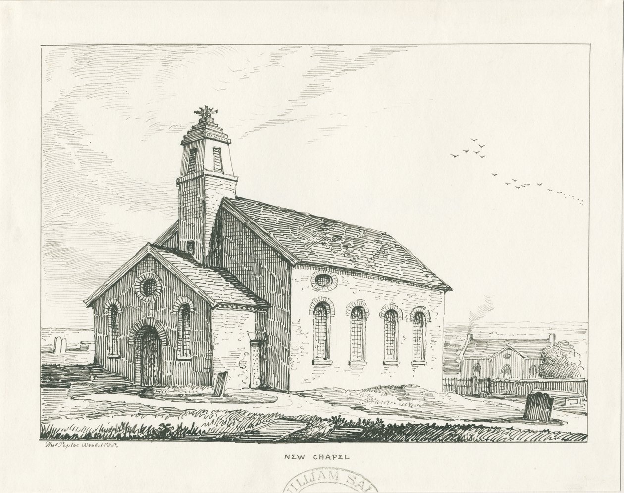 Wolstanton - Új kápolna: toll- és tusrajz alkotó: Thomas Peploe Wood
