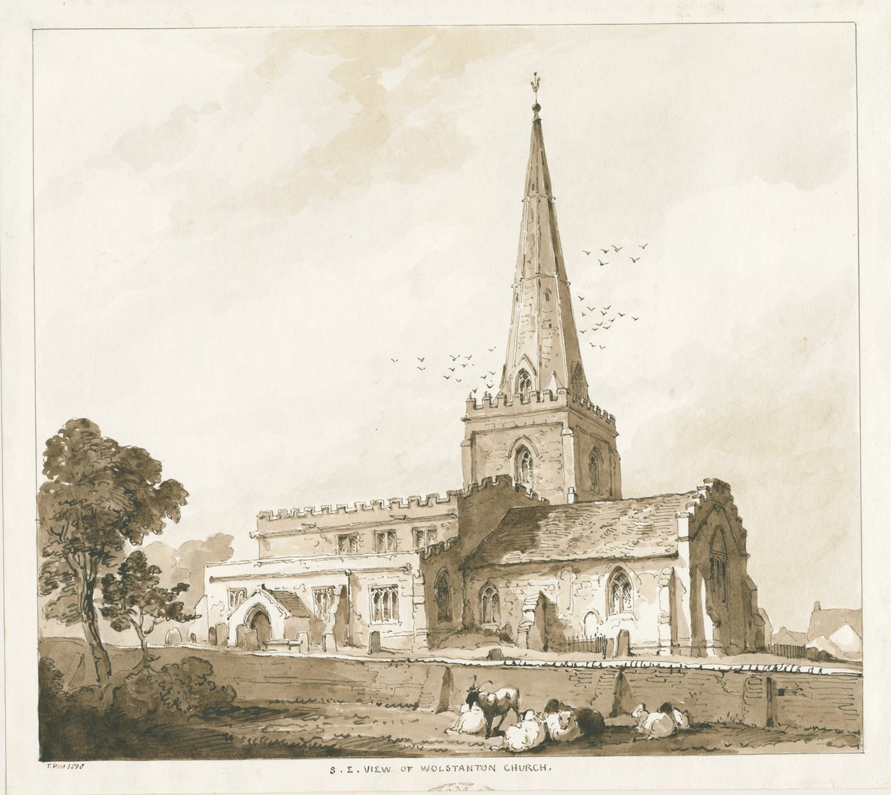 Wolstanton templom: metszet, és [?XIX. század] alkotó: Thomas Peploe Wood