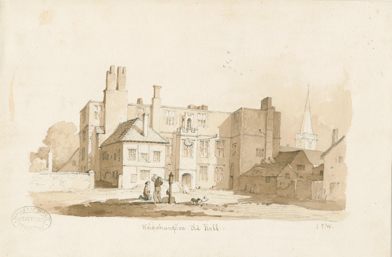 Wolverhampton – The Old Hall: szépia rajz, nd [c 1838] (rajz) alkotó: Thomas Peploe Wood