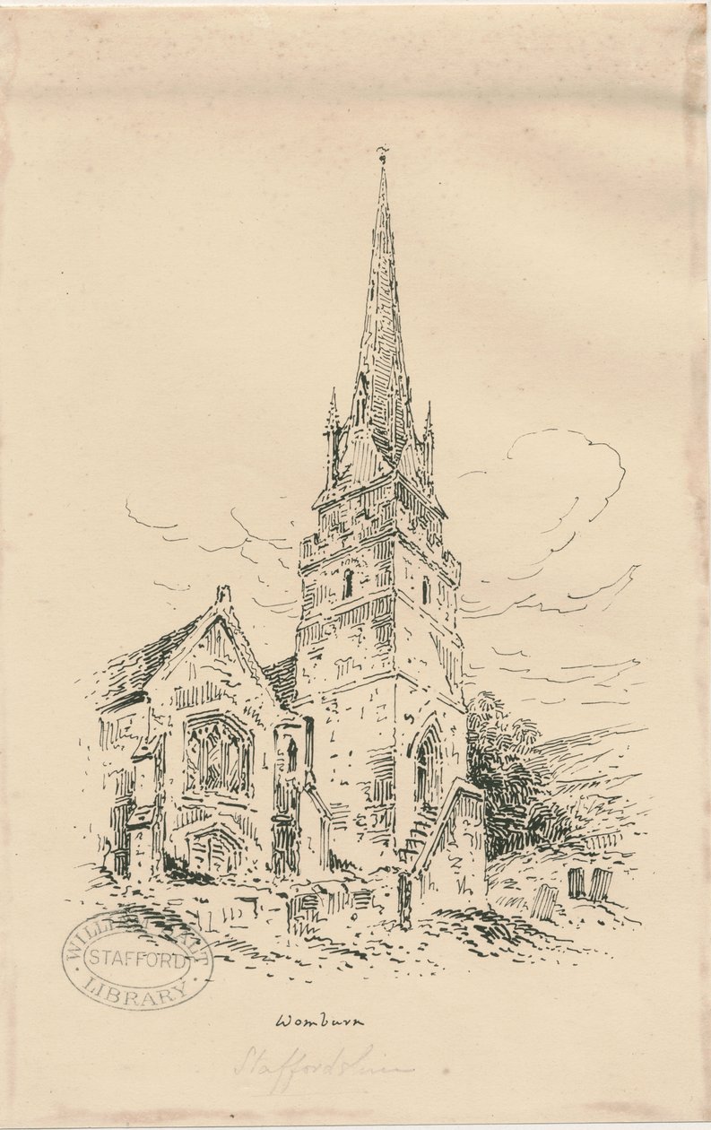 Wombourne templom: cinkográf, és [19. század közepe] (rajz) alkotó: Thomas Peploe Wood