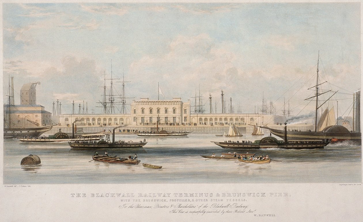 "The Blackwall Railway Terminus and Brunswick Pier", Blackwall, Poplar, London, c1840 alkotó: Thomas Picken