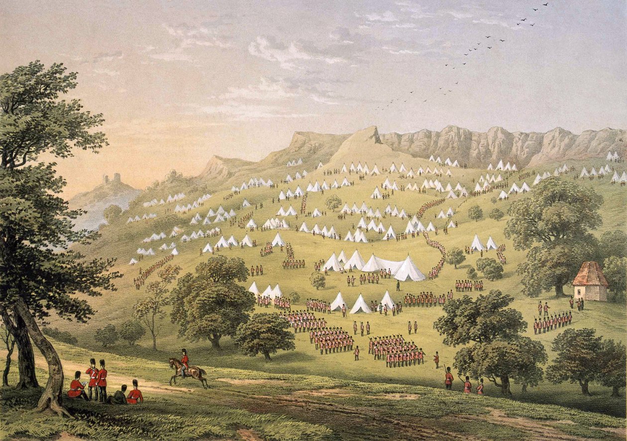 Az Idegenlégió tábora Hythe mellett, Kent 1855 (litográfia, színes) alkotó: Thomas Picken