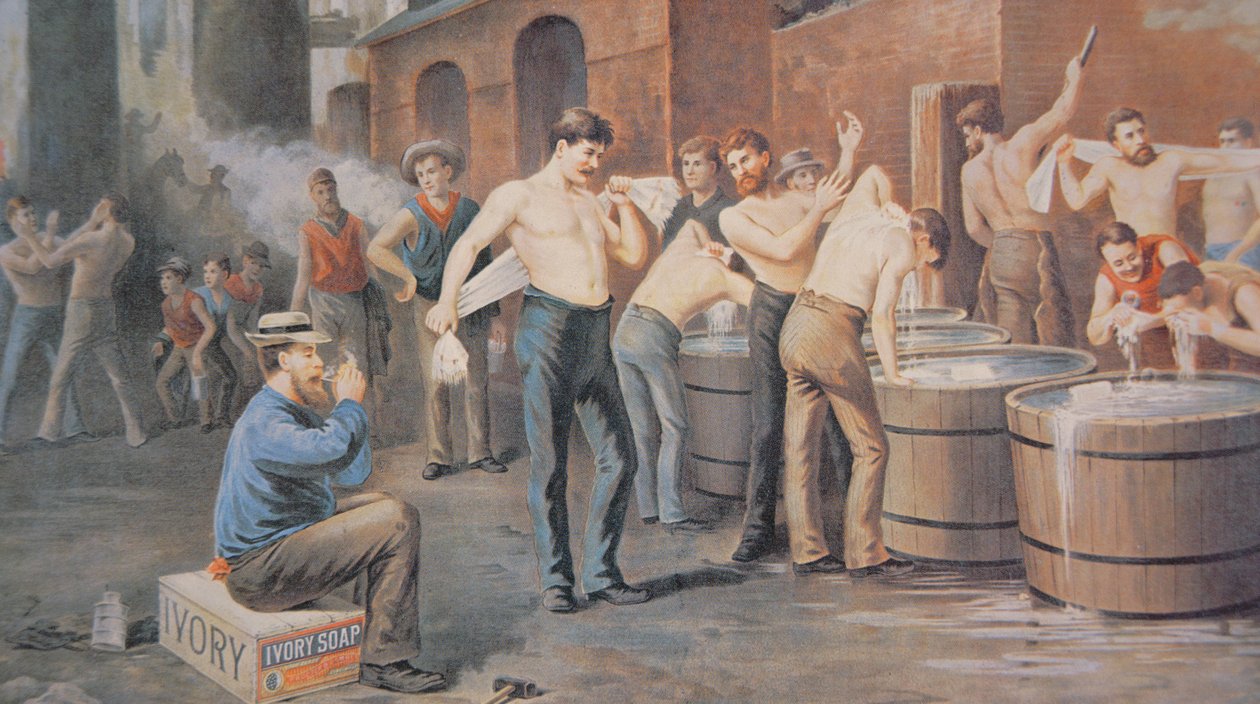 Ivory szappan reklámja, 1890 körül (színes litográfia) alkotó: Thomas Pollock (after) Anschutz