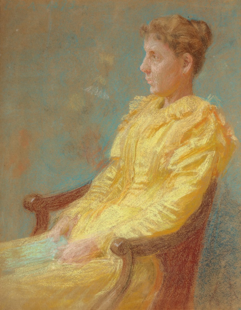 A művész feleségének portréja 1893 (pasztell, papír) alkotó: Thomas Pollock Anshutz