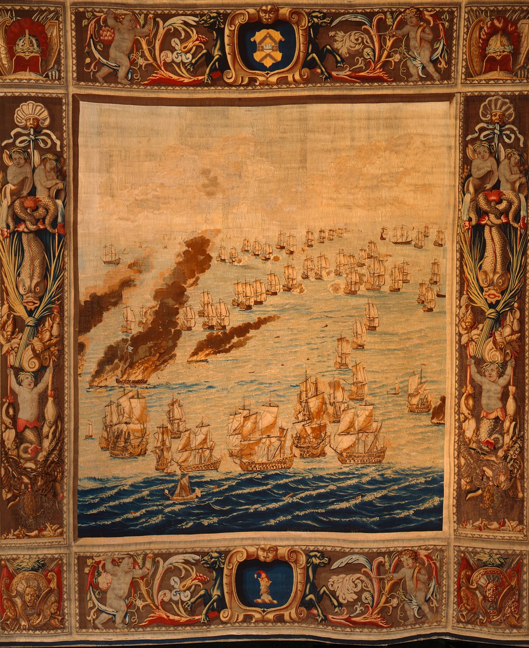 Mortlake gobelin: Fireships in Action, 1685 körül (textil) alkotó: Thomas Poyntz
