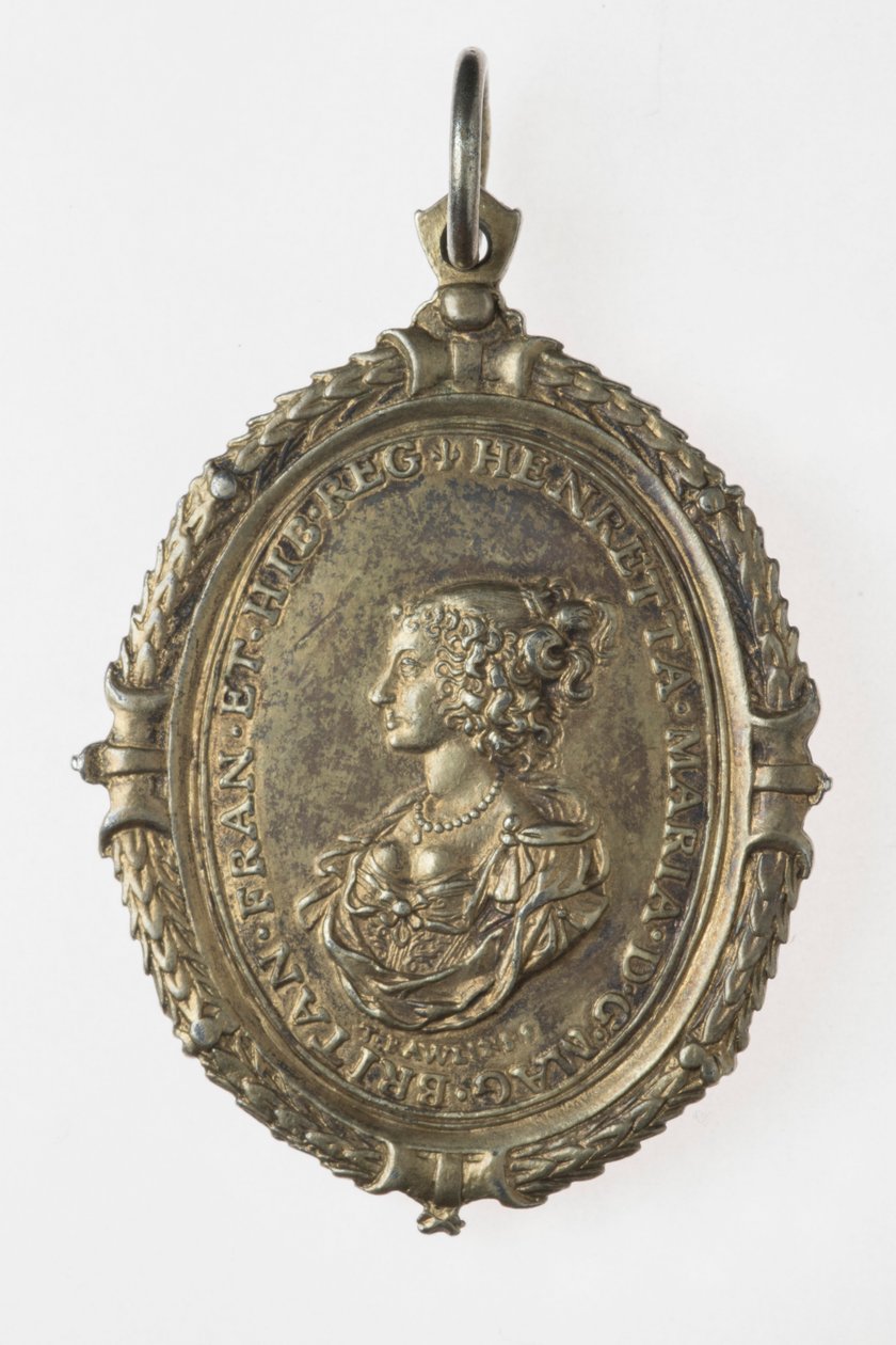 I. Károly és Henrietta Maria szurkolói jelvény, 1649 körül (ezüst aranyozott) alkotó: Thomas Rawlins