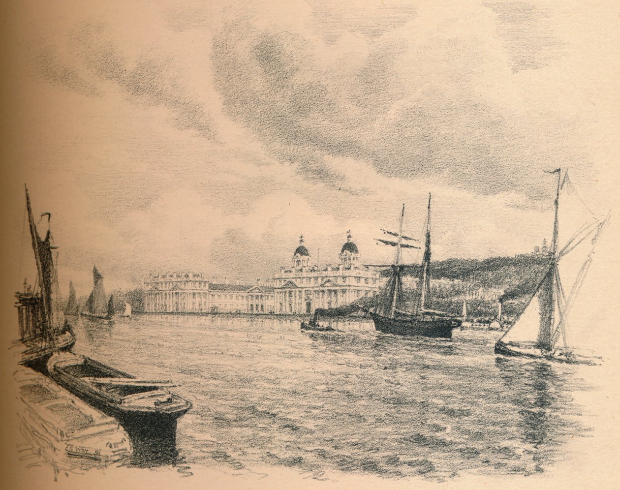 Greenwich palota a folyótól, 1902 alkotó: Thomas Robert Way