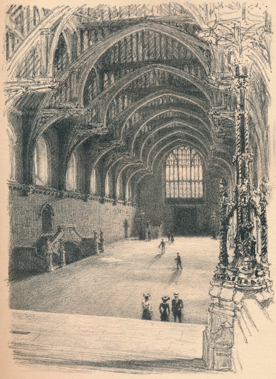 A Westminster Hall belseje, Westminster Palace, 1902 alkotó: Thomas Robert Way