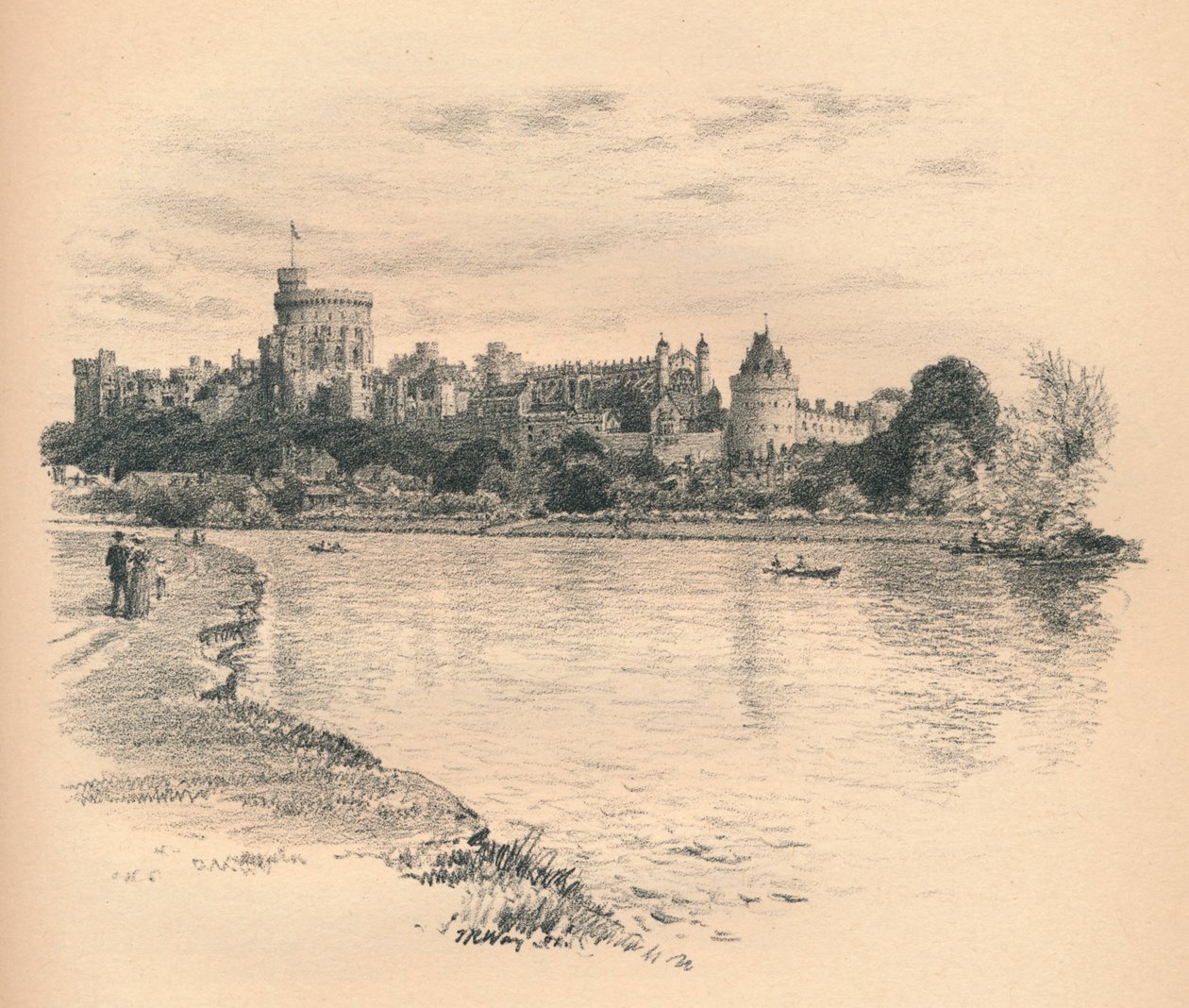 Windsori kastély a folyótól, 1902 alkotó: Thomas Robert Way
