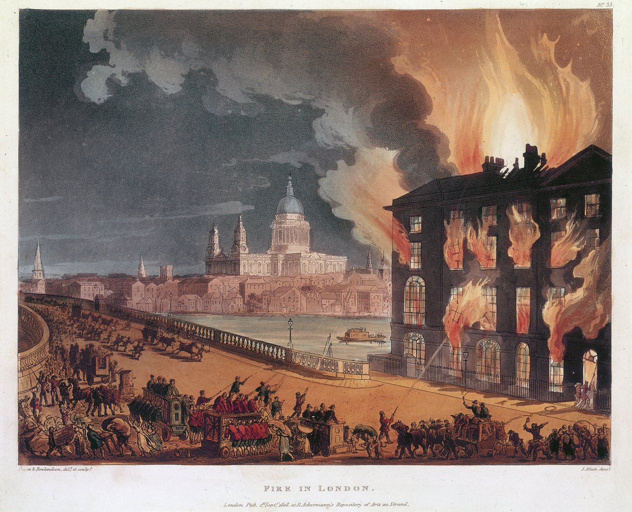 "Tűz Londonban", 1791 alkotó: Thomas Rowlandson, Augustus Charles Pugin