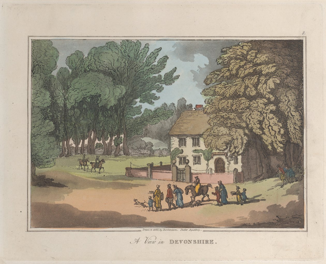 Kilátás Devonshire-ben, Vázlatok a természetből, 1822., 1822. Alkotók: Thomas Rowlandson, Joseph Constantine Stadler. alkotó: ThomasThomas Rowlandson, Joseph Constantine Stadler Thomas Rowlandson, Joseph Constantine Stadler