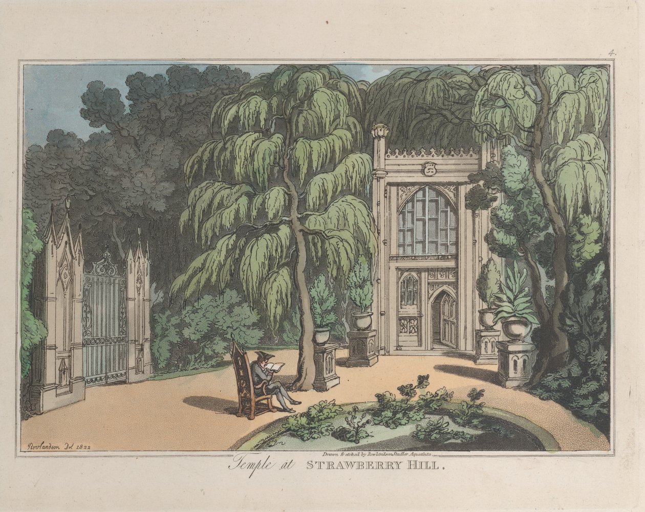 Temple at Strawberry Hill, Sketches from Nature, 1822., 1822. Alkotók: Thomas Rowlandson, Joseph Constantine Stadler. alkotó: ThomasThomas Rowlandson, Joseph Constantine Stadler Thomas Rowlandson, Joseph Constantine Stadler