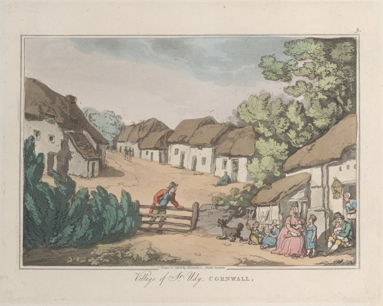 St. Udy falu, Cornwall, a Sketches from Nature című filmből, 1822., 1822. Alkotók: Thomas Rowlandson, Joseph Constantine Stadler. alkotó: ThomasThomas Rowlandson, Joseph Constantine Stadler Thomas Rowlandson, Joseph Constantine Stadler