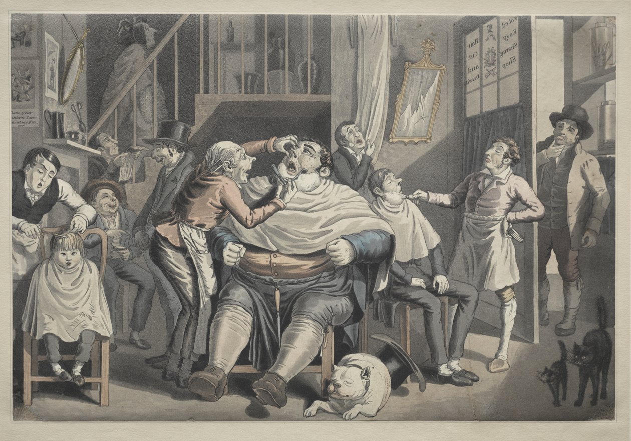 Egy fodrászüzlet alkotó: Thomas Rowlandson