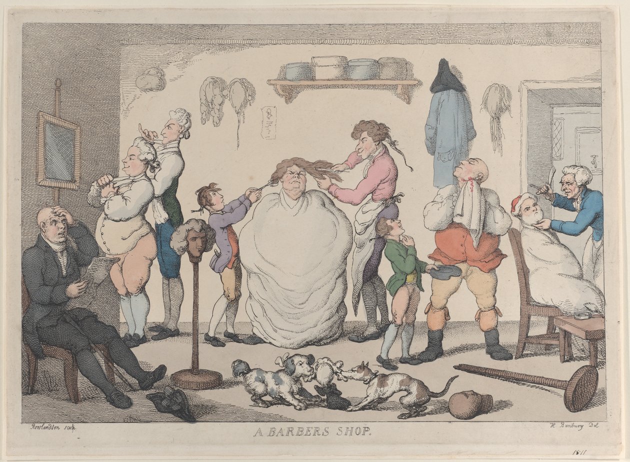 Fodrászat, 1811., 1811. alkotó: Thomas Rowlandson