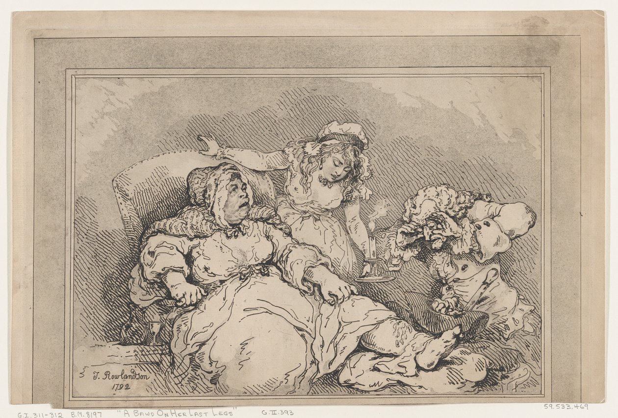 Bowd on her Last Legs, 1792., 1792. alkotó: Thomas Rowlandson