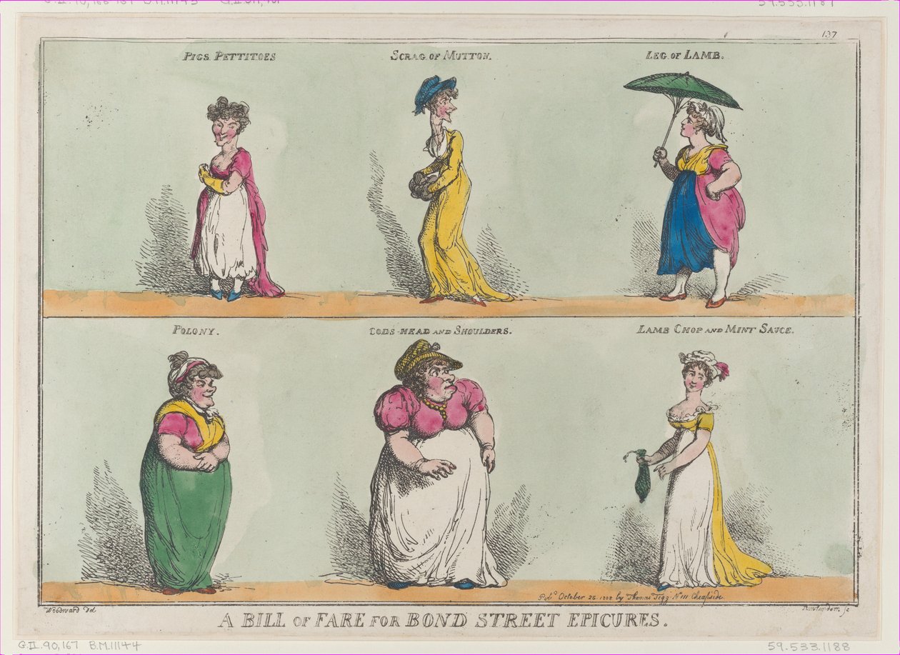 Viteldíj a Bond Street Epicures számára!!, 1808. október 25., 1808. október 25. alkotó: Thomas Rowlandson