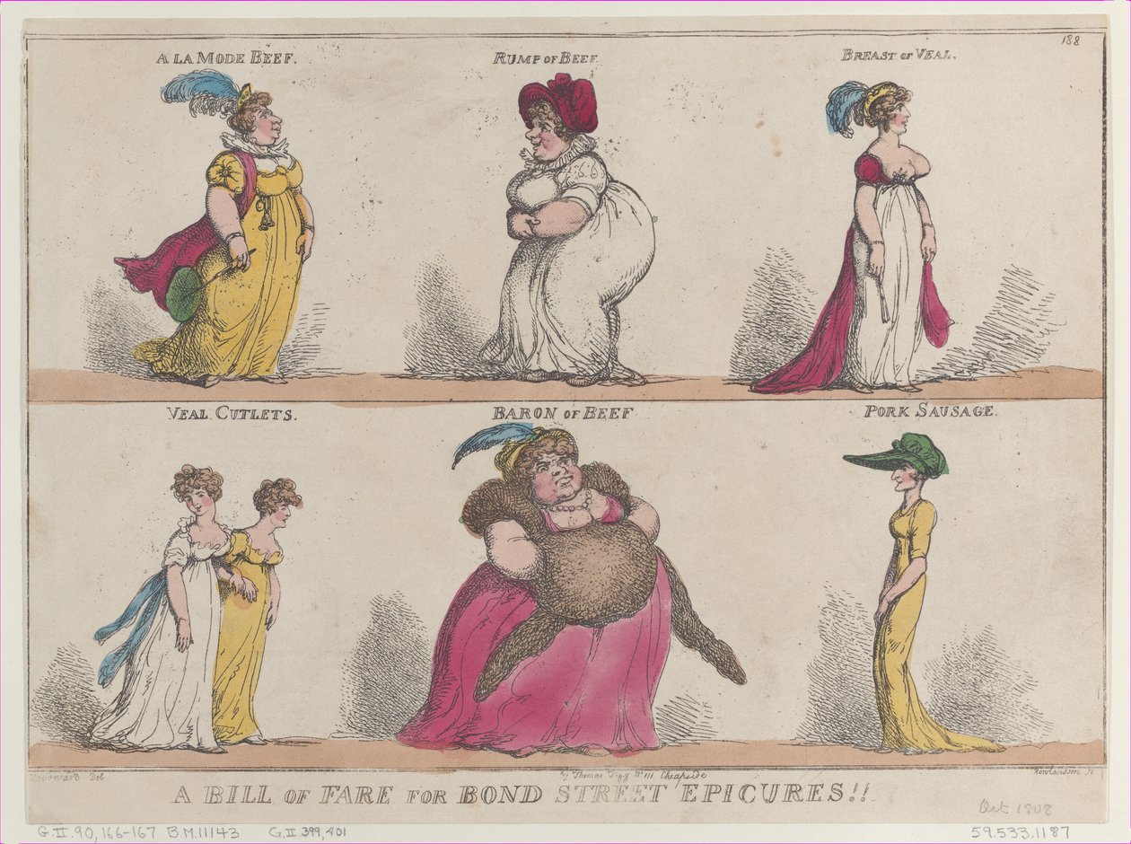 Viteldíj a Bond Street Epicures számára!!, 1808. október 25., 1808. október 25. alkotó: Thomas Rowlandson