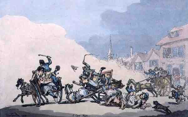 A Cart Race, kiadó: William Holland alkotó: Thomas Rowlandson