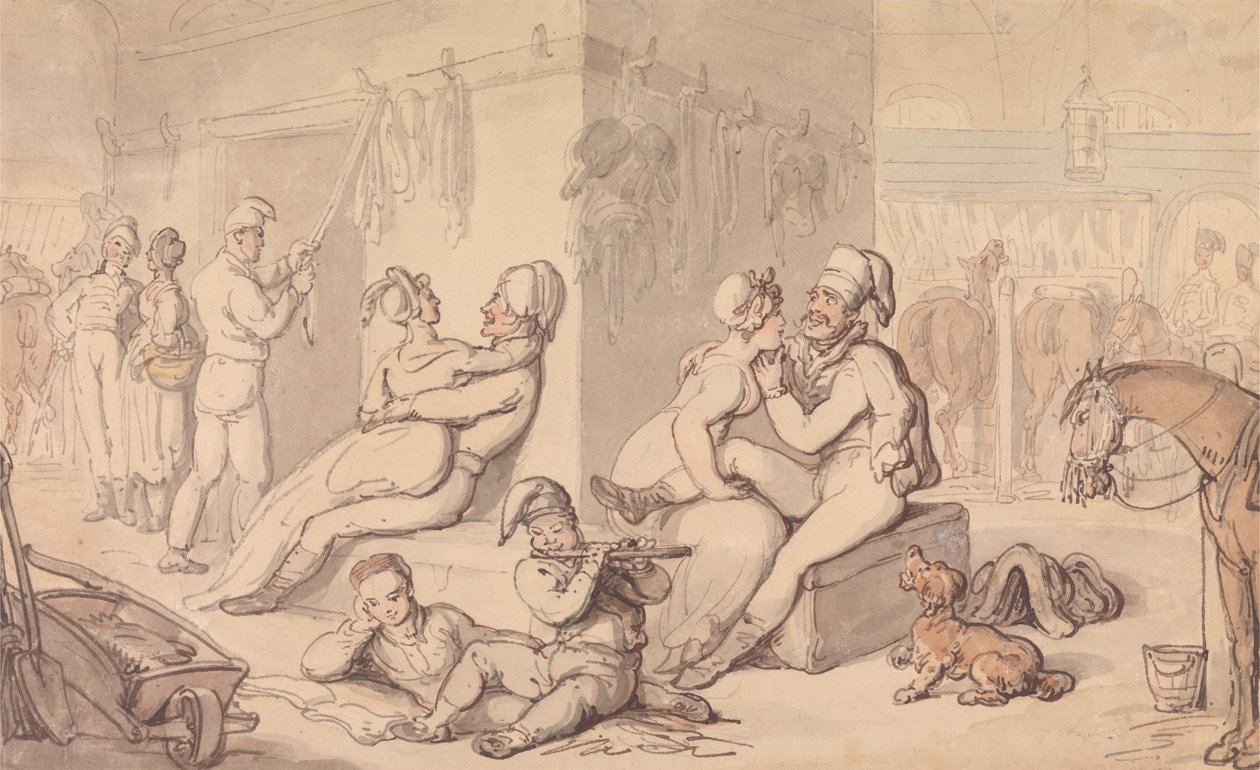 Egy lovassági laktanya alkotó: Thomas Rowlandson