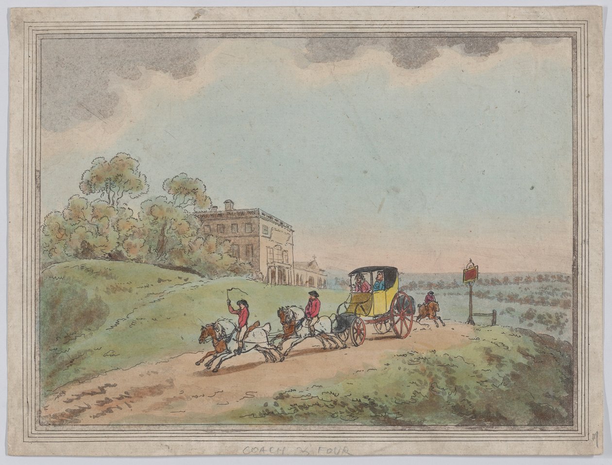 Egy edző és négy a rusztikus vázlatokból, 1787., 1787. alkotó: Thomas Rowlandson