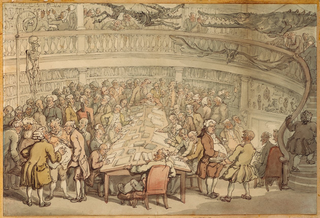 Beszélgetés a "Surgeons Hallban", Old Bailey, London alkotó: Thomas Rowlandson