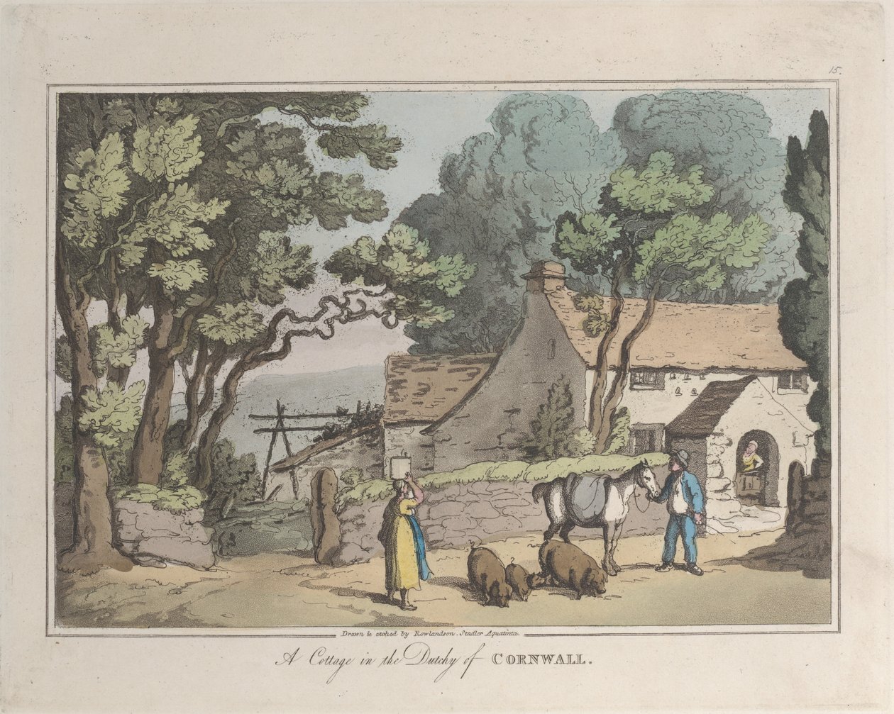 Egy kunyhó a Cornwall Hercegségben, Vázlatok a természetből, 1822., 1822. alkotó: Thomas Rowlandson