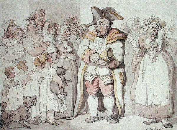 Kiáltás a macskáért (toll, tus és akvarell papíron) alkotó: Thomas Rowlandson