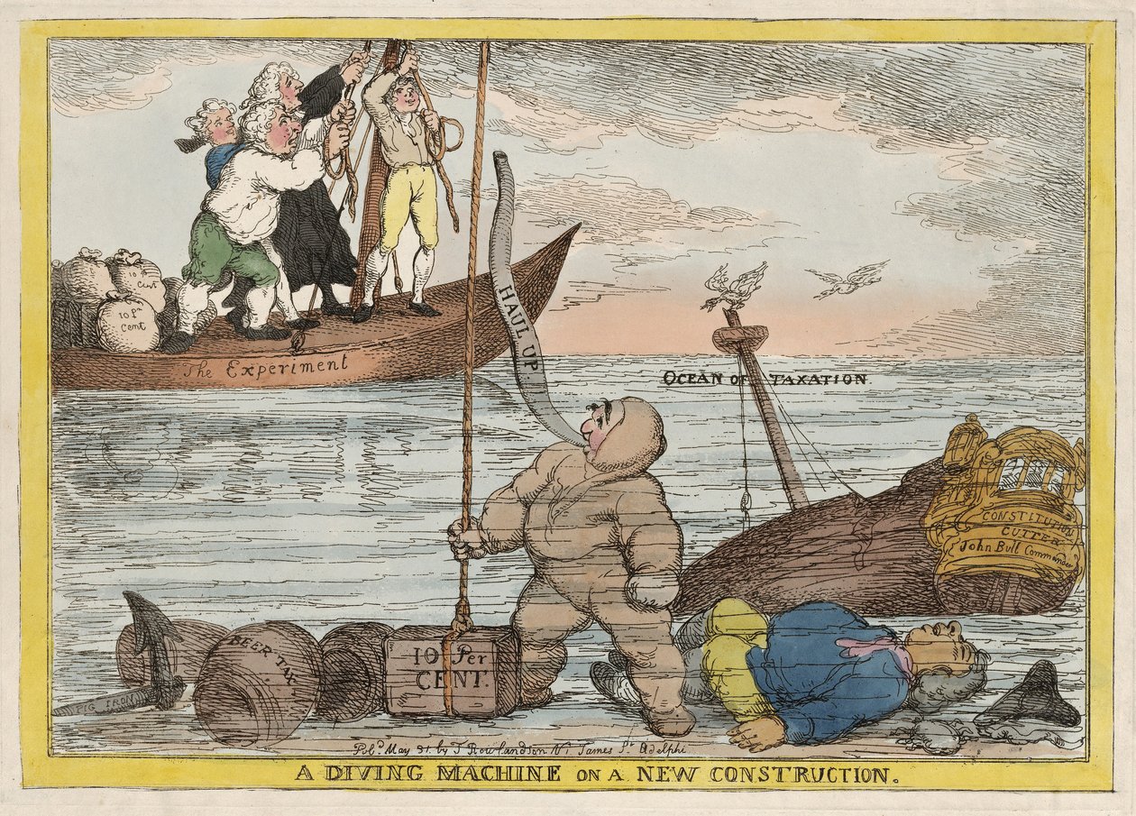 Búvárgép egy új alkotmányon, kocsma. 1806 alkotó: Thomas Rowlandson