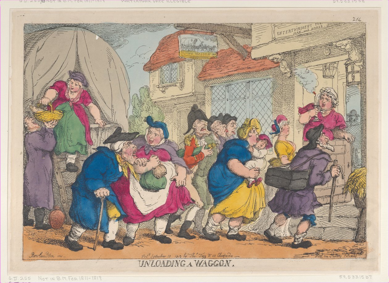 Egy súlyos katasztrófa, avagy Miss Fubby Fatarmin parókája kigyulladt, 1813. szeptember 12., ..., 12. alkotó: Thomas Rowlandson
