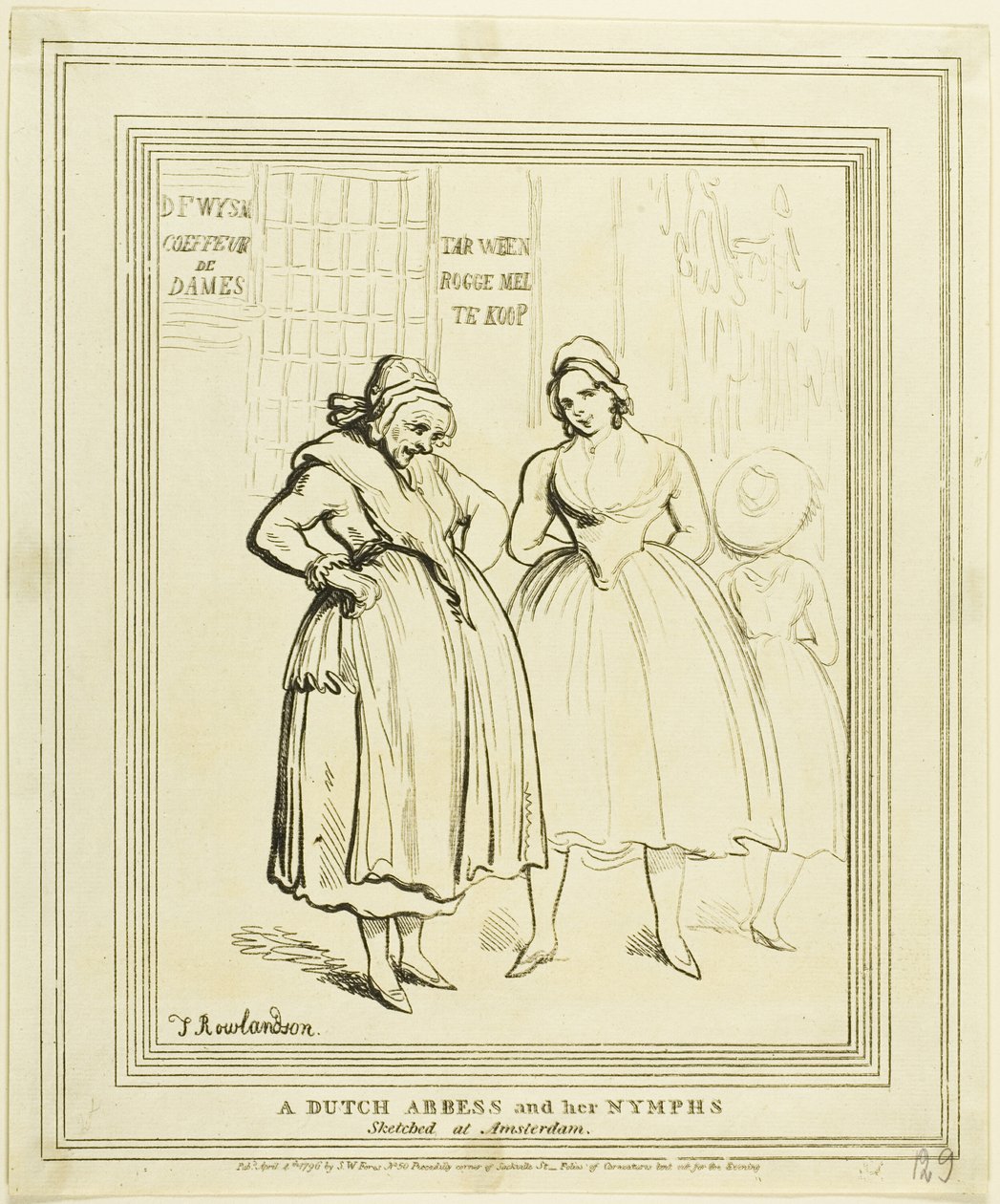 Egy holland apátnő és nimfái felvázoltak Amszterdamban alkotó: Thomas Rowlandson