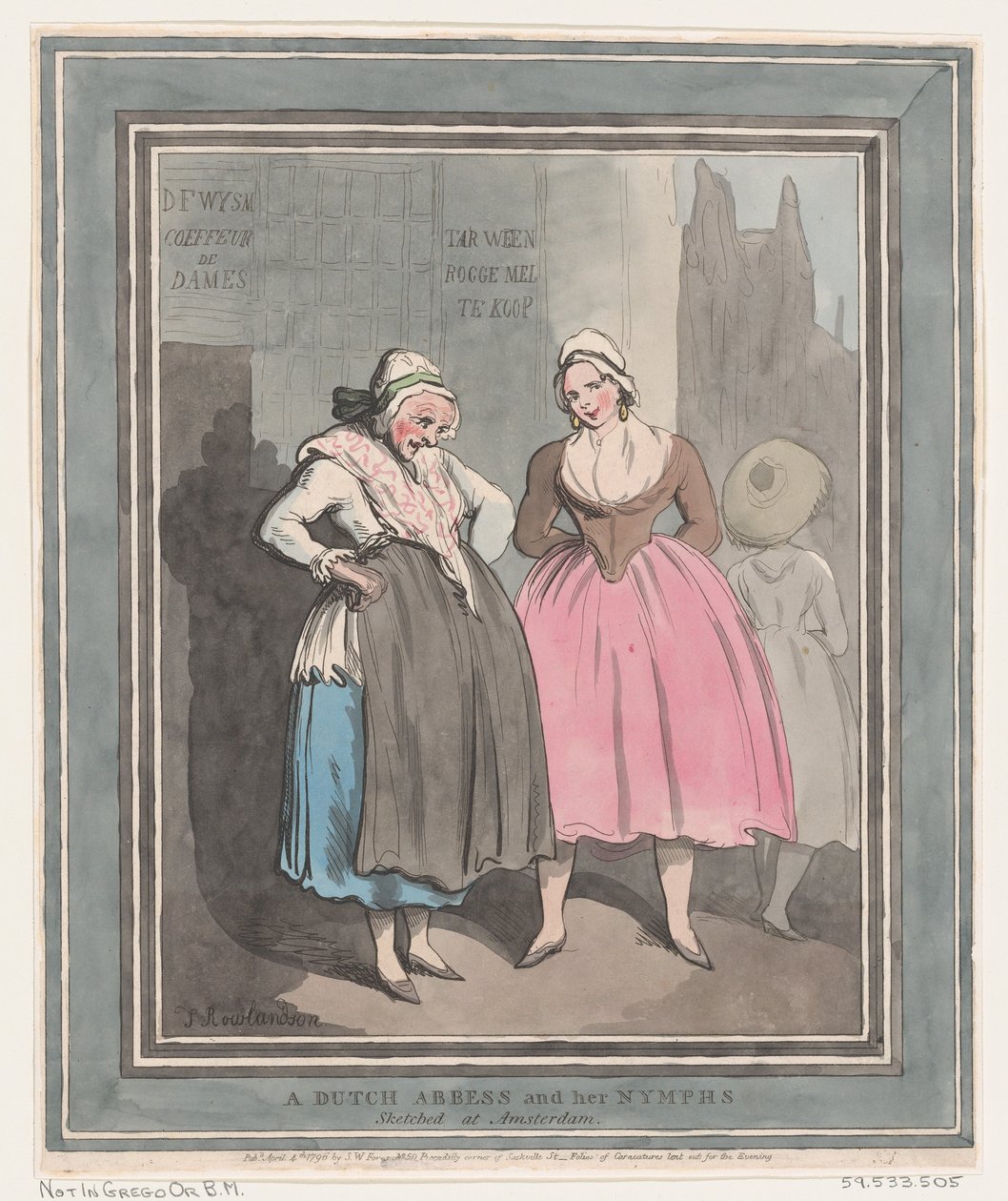 Egy holland apátnő és nimfái, 1796. április 4., 1796. április 4. alkotó: Thomas Rowlandson