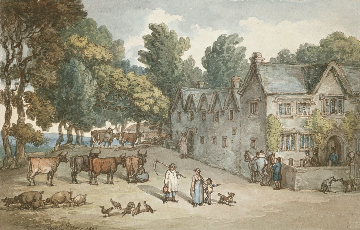 Egy parasztház Hengarban, Cornwallban, 1803 (wc, toll és tinta papíron) alkotó: Thomas Rowlandson