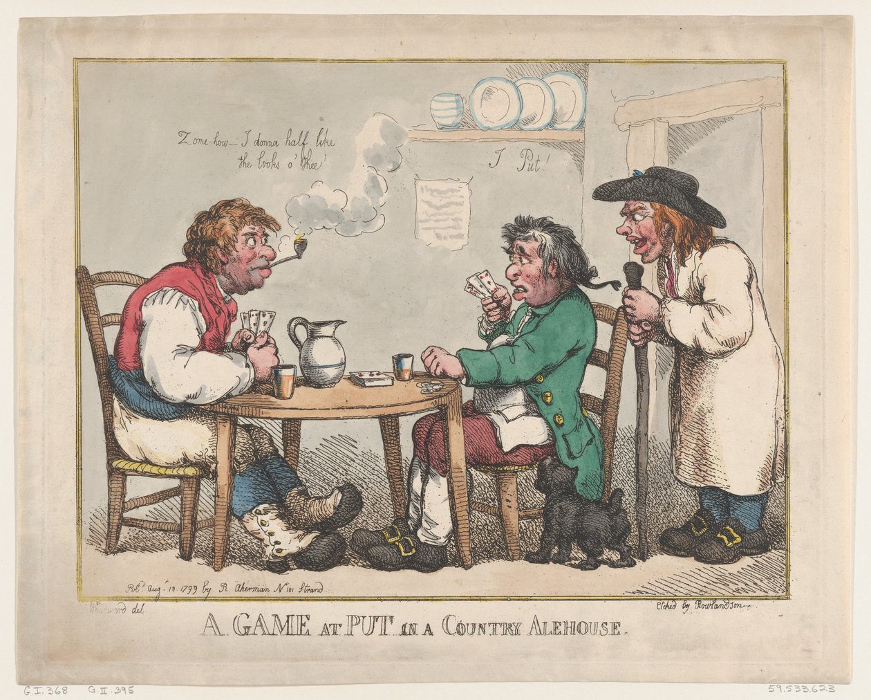Játék a Put in a Country Alehouse-ban, 1799. augusztus 10., 1799. augusztus 10. alkotó: Thomas Rowlandson