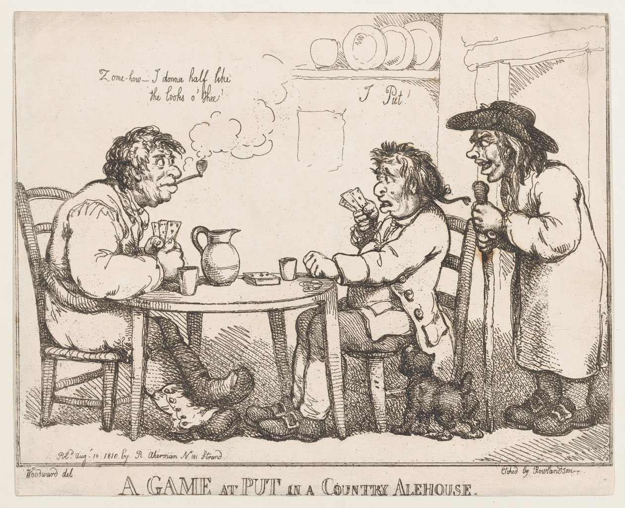 Játék a Put in a Country Alehouse-ban, 1810. augusztus 10., 1810. augusztus 10. alkotó: Thomas Rowlandson