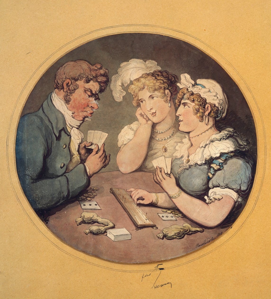 Cribbage játék, 1818 alkotó: Thomas Rowlandson