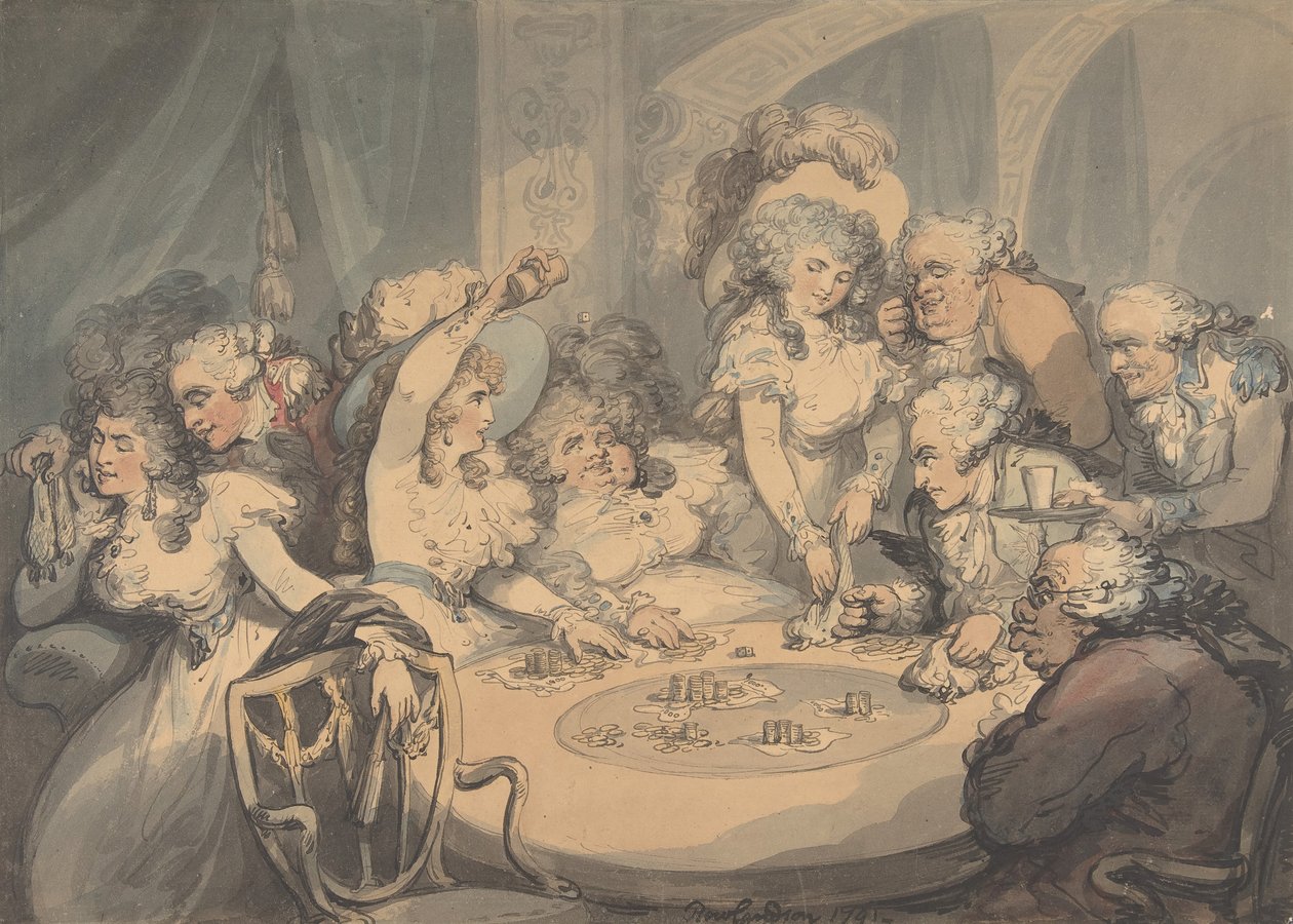 Játékasztal a Devonshire House-ban, 1791. alkotó: Thomas Rowlandson