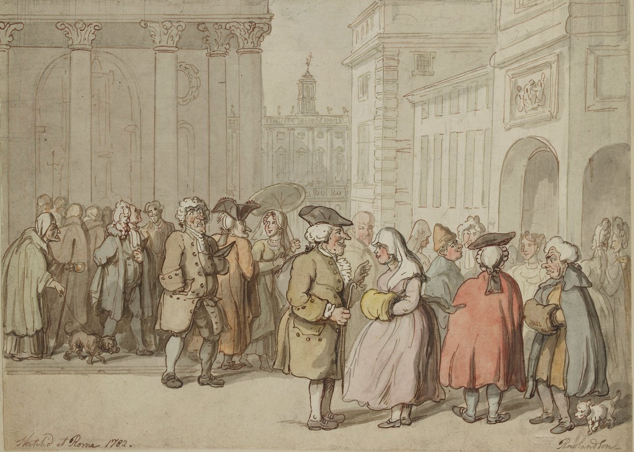 Egy csoport vázlatosan Rómában, 1770-1820 alkotó: Thomas Rowlandson