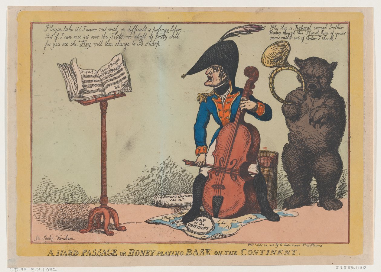 A Hard Passage, avagy Boney Playing Base a kontinensen, 1808. szeptember 24., 1808. szeptember 24. alkotó: Thomas Rowlandson