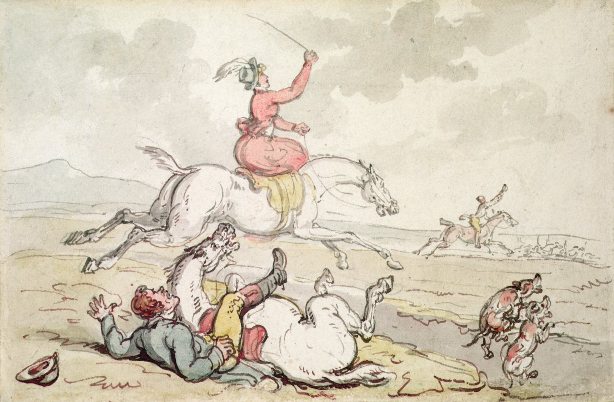 Vadászati incidens (toll, tinta és akvarell papíron) alkotó: Thomas Rowlandson