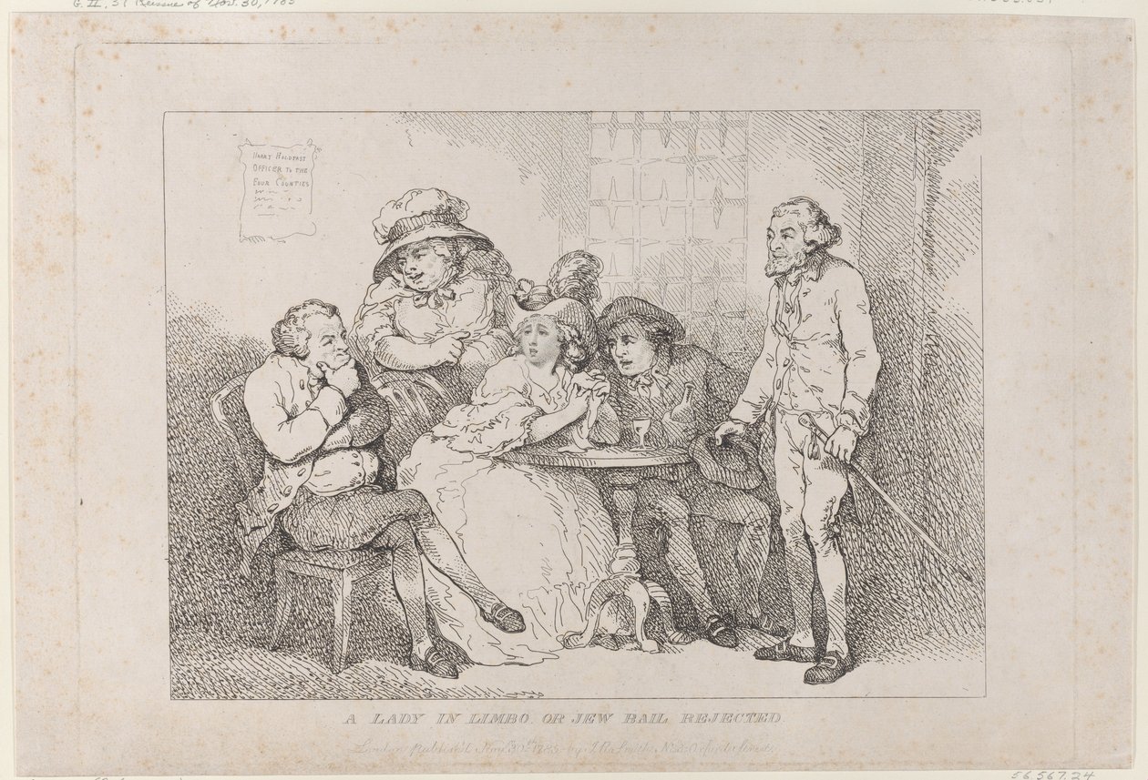 Egy hölgy a bizonytalanságban, avagy elutasított óvadék a zsidó ügyben alkotó: Thomas Rowlandson