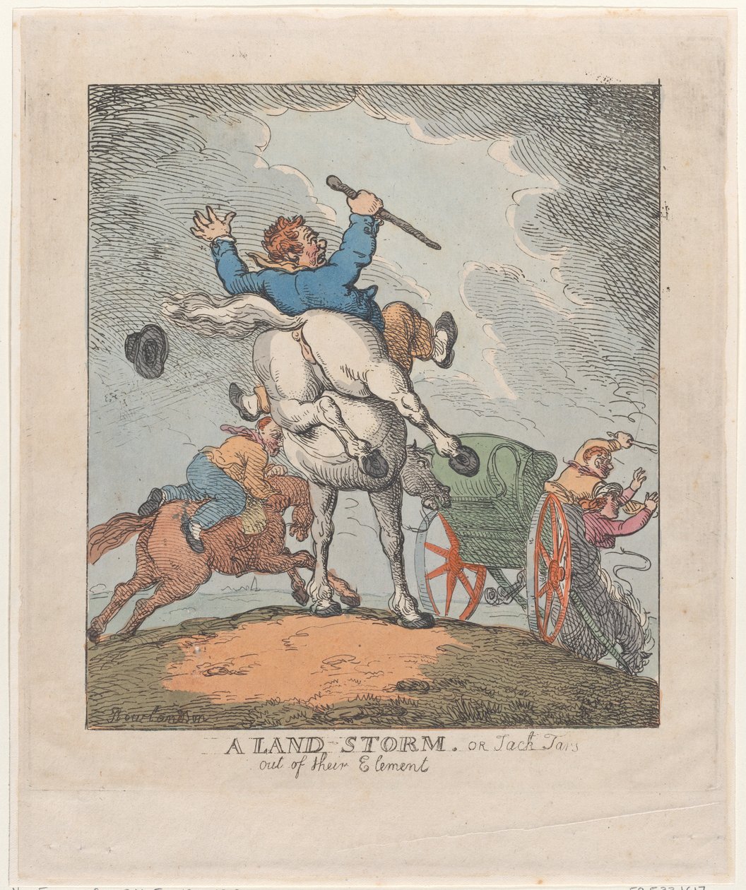 Egy szárazföldi vihar, avagy Jack Tars az elemükből, 1790-1815., 1790-1815. alkotó: Thomas Rowlandson