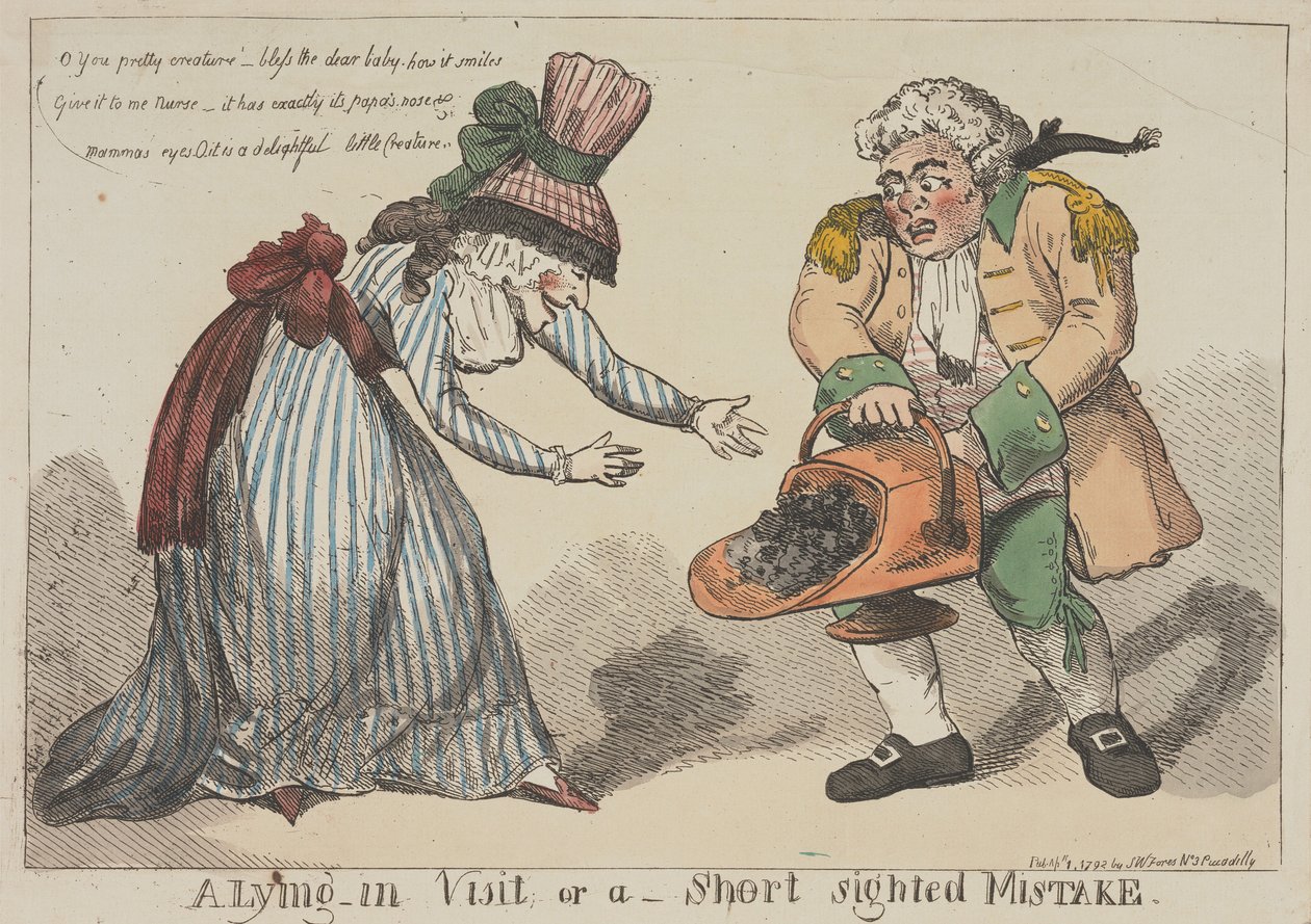 Szülés utáni látogatás, vagy egy rövidlátó hiba alkotó: Thomas Rowlandson