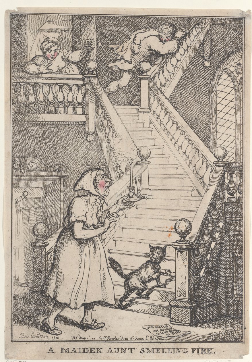 Egy hajadon nagynéni, aki tűzszagot érez alkotó: Thomas Rowlandson
