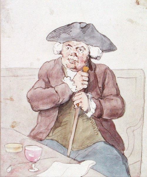 Egy férfi ül egy kocsmában (toll, barna tinta és akvarell papíron) alkotó: Thomas Rowlandson